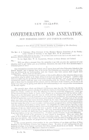 CONFEDERATION AND ANNEXATION. NEW HEBRIDES GROUP AND FRENCH CONVICTS.
