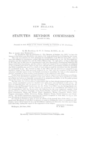 STATUTES REVISION COMMISSION (REPORT OF THE).