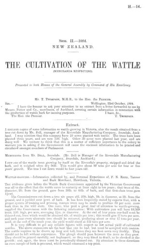 THE CULTIVATION OF THE WATTLE (MEMORANDA RESPECTING).