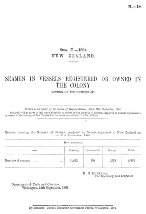 SEAMEN IN VESSELS REGISTERED OR OWNED IN THE COLONY (RETURN OF THE NUMBER OF).