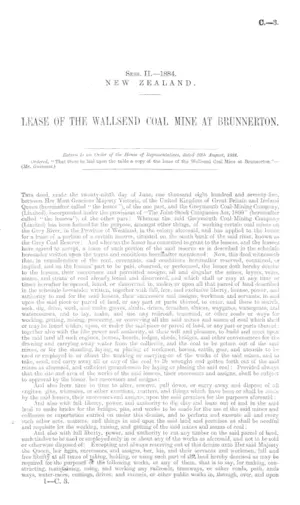 LEASE OF THE WALLSEND COAL MINE AT BRUNNERTON.