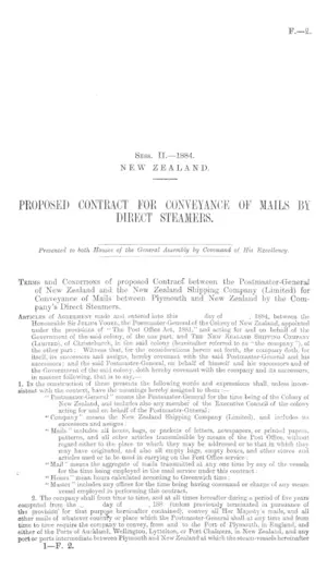 PROPOSED CONTRACT FOR CONVEYANCE OF MAILS BY DIRECT STEAMERS.