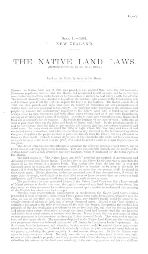 THE NATIVE LAND LAWS. (MEMORANDUM ON, BY Mr. W. L. REES.)