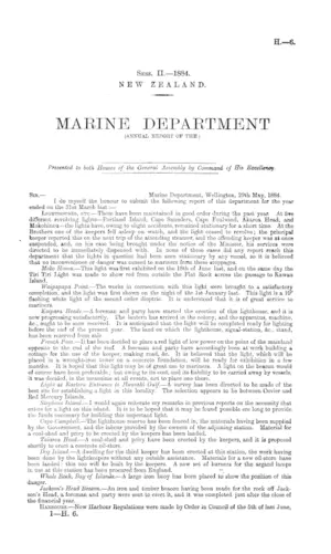 MARINE DEPARTMENT (ANNUAL REPORT OF THE.)