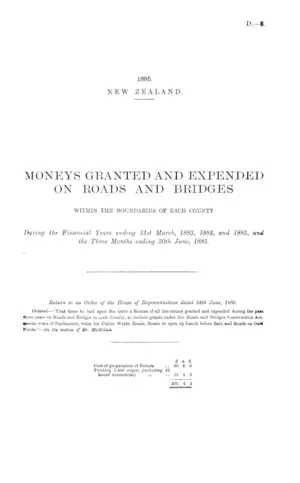MONEYS GRANTED AND EXPENDED ON ROADS AND BRIDGES WITHIN THE BOUNDARIES OF EACH COUNTY