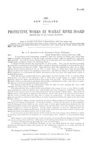 PROTECTIVE WORKS BY WAIRAU RIVER BOARD (REPORT ON), BY MR. GEORGE BLACKETT,