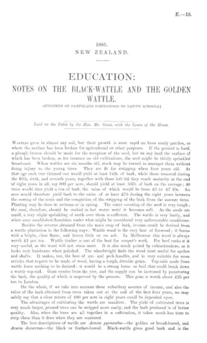EDUCATION: NOTES ON THE BLACK-WATTLE AND THE GOLDEN WATTLE. (SPECIMEN OF PAMPHLETS FORWARDED TO NATIVE SCHOOLS.)