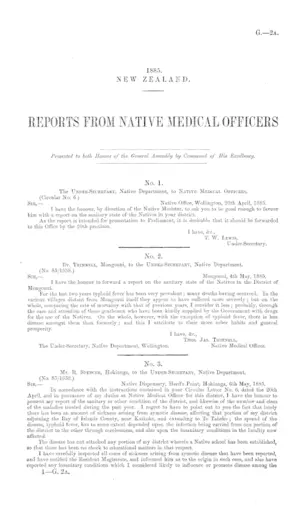REPORTS FROM NATIVE MEDICAL OFFICERS