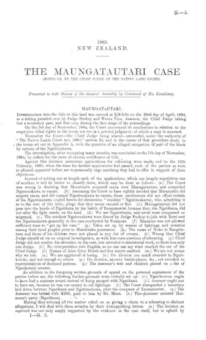 THE MAUNGATAUTARI CASE (NOTES ON, BY THE CHIEF JUDGE OF THE NATIVE LAND COURT).