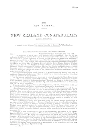 NEW ZEALAND CONSTABULARY (ANNUAL REPORT ON).