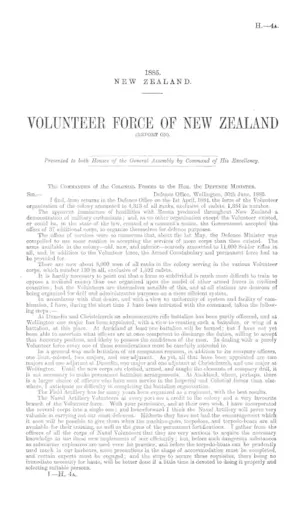 VOLUNTEER FORCE OF NEW ZEALAND (REPORT ON).