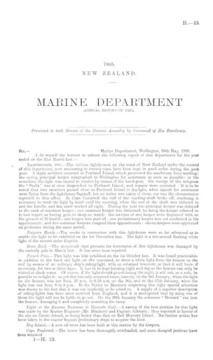 MARINE DEPARTMENT (ANNUAL REPORT OF THE).