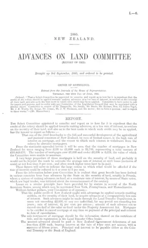ADVANCES ON LAND COMMITTEE (REPORT OF THE).