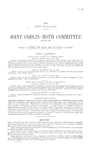 JOINT CODLIN-MOTH COMMITTEE (REPORT OF).
