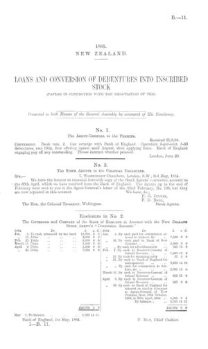 LOANS AND CONVERSION OF DEBENTURES INTO INSCRIBED STOCK (PAPERS IN CONNECTION WITH THE NEGOTIATION OF THE).