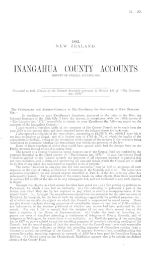 INANGAHUA COUNTY ACCOUNTS REPORT OF SPECIAL AUDITOR ON).