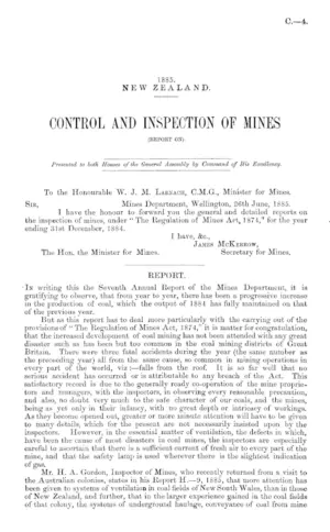 CONTROL AND INSPECTION OF MINES (REPORT ON).