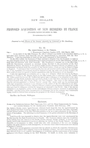 PROPOSED ACQUISITION OF NEW HEBRIDES BY FRANCE (FURTHER PAPERS RELATING TO THE). [In continuation of A.-5, 1886.]