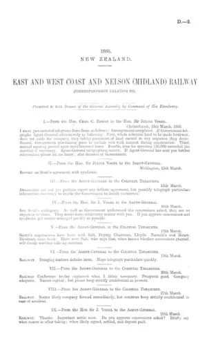 EAST AND WEST COAST AND NELSON (MIDLAND) RAILWAY (CORRESPONDENCE RELATING TO).