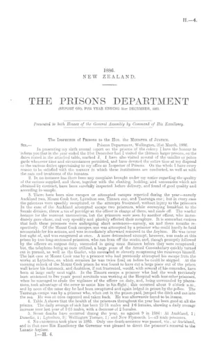 THE PRISONS DEPARTMENT (REPORT ON), FOR YEAR ENDING 31st DECEMBER, 1885.