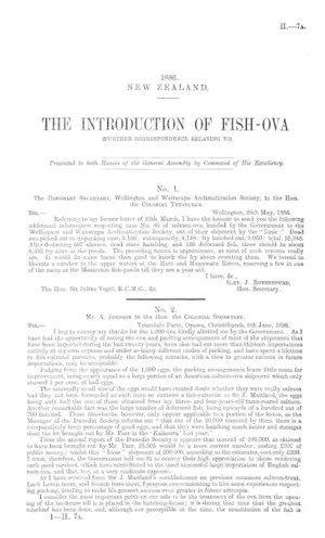 THE INTRODUCTION OF FISH-OVA (FURTHER CORRESPONDENCE RELATING TO).