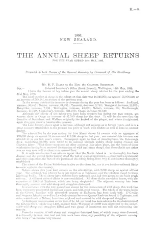 THE ANNUAL SHEEP RETURNS FOR THE YEAR ENDED 31st MAY, 1885.