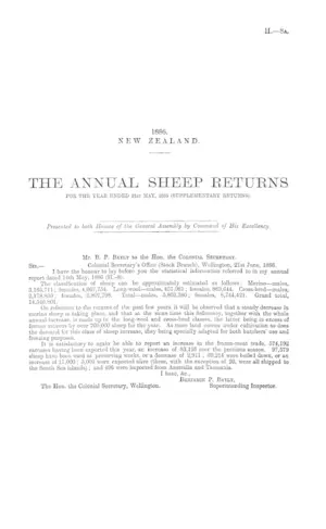 THE ANNUAL SHEEP RETURNS FOR THE YEAR ENDED 31st MAY, 1885 (SUPPLEMENTARY RETURNS).