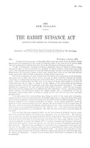 THE RABBIT NUISANCE ACT (REPORT ON THE WORKING OF), IN WAIHEMO AND TAPANUI.