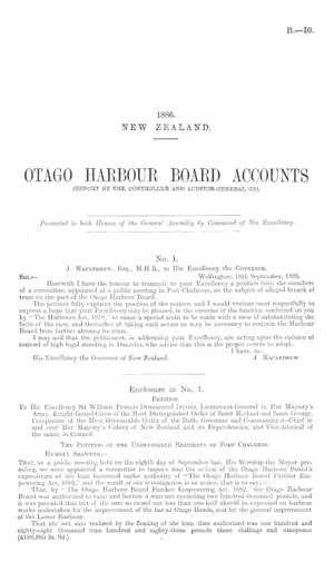 OTAGO HARBOUR BOARD ACCOUNTS (REPORT BY THE CONTROLLER AND AUDITOR-GENERAL ON).