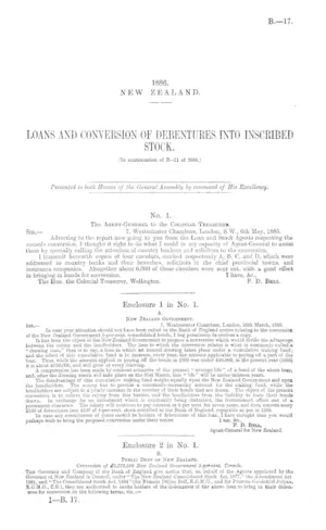 LOANS AND CONVERSION OF DEBENTURES INTO INSCRIBED STOCK. [In continuation of B.-11 of 1885.]