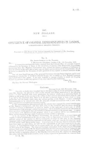 CONFERENCE OF COLONIAL REPRESENTATIVES IN LONDON. (CORRESPONDENCE RELATING THERETO.)