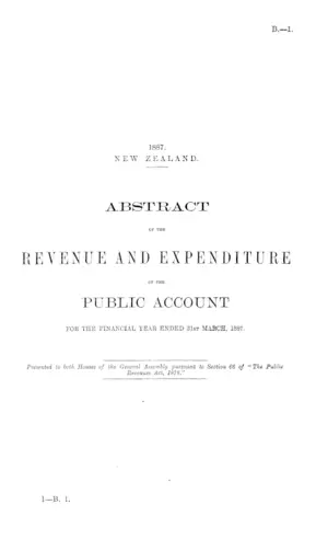 ABSTRACT OF THE REVENUE AND EXPENDITURE OF THE PUBLIC ACCOUNT FOR THE FINANCIAL YEAR ENDED 31st MARCH, 1887.