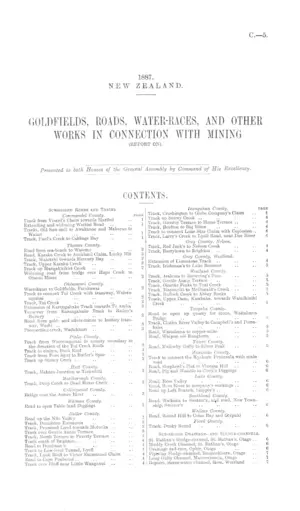 GOLDFIELDS, ROADS, WATER-RACES, AND OTHER WORKS IN CONNECTION WITH MINING (REPORT ON).
