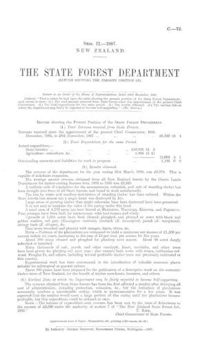 THE STATE FOREST DEPARTMENT (RETURN SHOWING THE PRESENT POSITION OF).