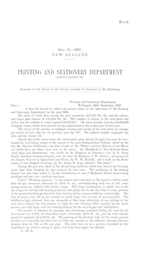 PRINTING AND STATIONERY DEPARTMENT (ANNUAL REPORT ON).