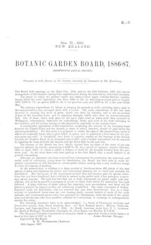 BOTANIC GARDEN BOARD, 1886-87. (EIGHTEENTH ANNUAL REPORT.)