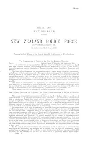 NEW ZEALAND POLICE FORCE (SUPPLEMENTARY REPORT ON). [In Continuation of H.-5, Sess. I, 1887.]