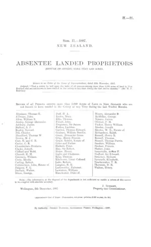 ABSENTEE LANDED PROPRIETORS (RETURN OF) OWNING MORE THAN 2,000 ACRES.