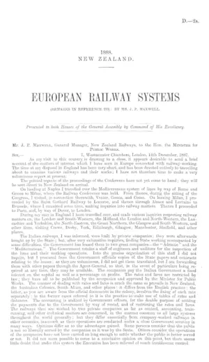 EUROPEAN RAILWAY SYSTEMS (REMARKS IN REFERENCE TO): BY MR. J. P. MAXWELL.