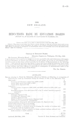REDUCTIONS MADE BY EDUCATION BOARDS (RETURN OF), IN SALARIES OR ALLOWANCES TO TEACHERS, ETC.