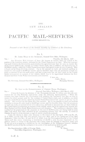 PACIFIC MAIL-SERVICES (PAPERS RELATIVE TO).