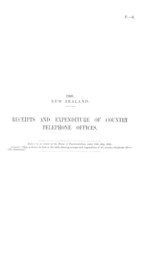 RECEIPTS AND EXPENDITURE OF COUNTRY TELEPHONE OFFICES.