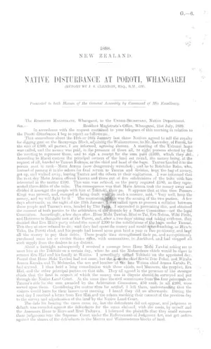 NATIVE DISTURBANCE AT POROTI, WHANGAREI (REPORT BY J. S. CLENDON, ESQ., R.M., ON).
