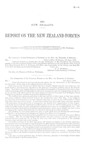 REPORT ON THE NEW ZEALAND FORCES
