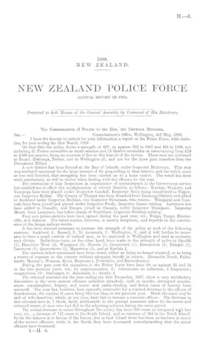 NEW ZEALAND POLICE FORCE (ANNUAL REPORT ON THE).