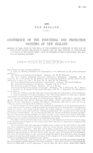 CONFERENCE OF THE INDUSTRIAL AND PROTECTION SOCIETIES OF NEW ZEALAND