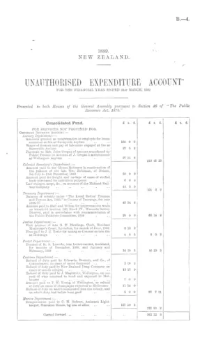 UNAUTHORISED EXPENDITURE ACCOUNT FOR THE FINANCIAL YEAR ENDED 31st MARCH, 1889.