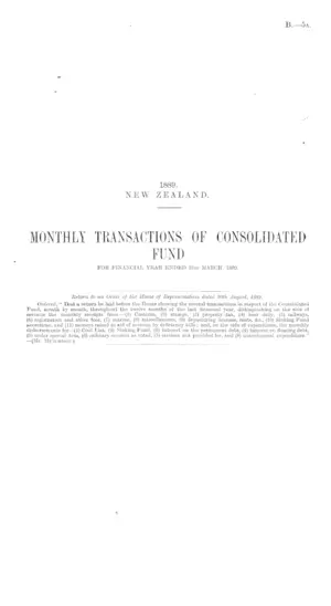 MONTHLY TRANSACTIONS OF CONSOLIDATED FUND FOR FINANCIAL YEAR ENDED 31st MARCH, 1889.