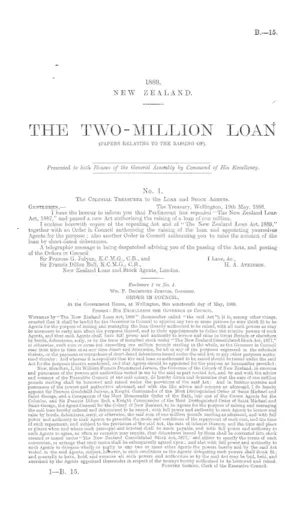 THE TWO-MILLION LOAN (PAPERS RELATING TO THE RAISING OF).