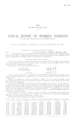 ANNUAL REPORT ON WORKING RAILWAYS BY THE NEW ZEALAND RAILWAY COMMISSIONERS.
